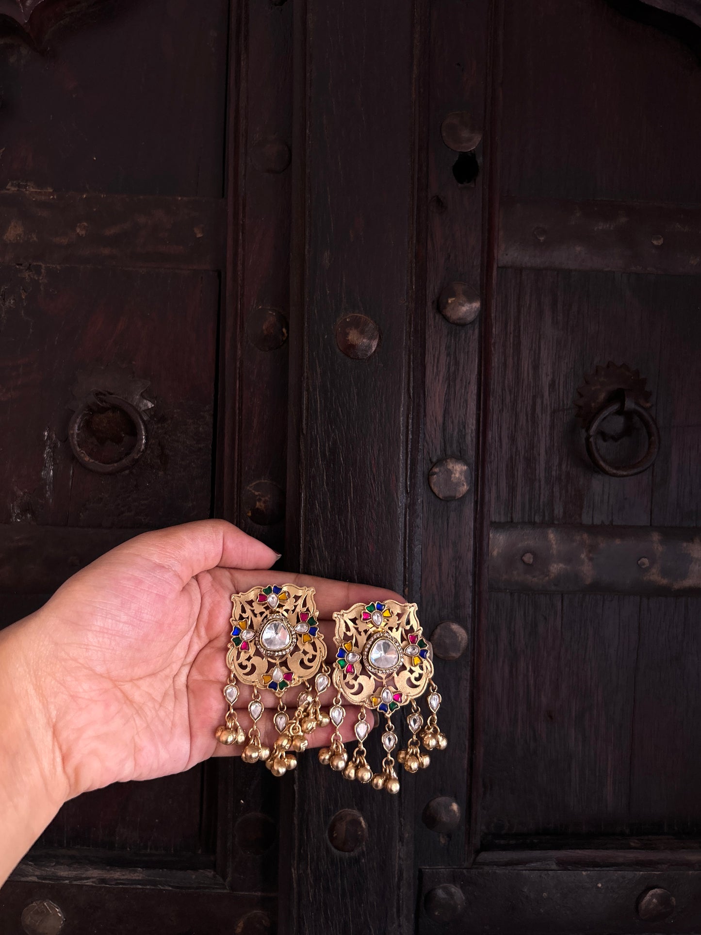 Seeshmahal Kundan Stud Earrings