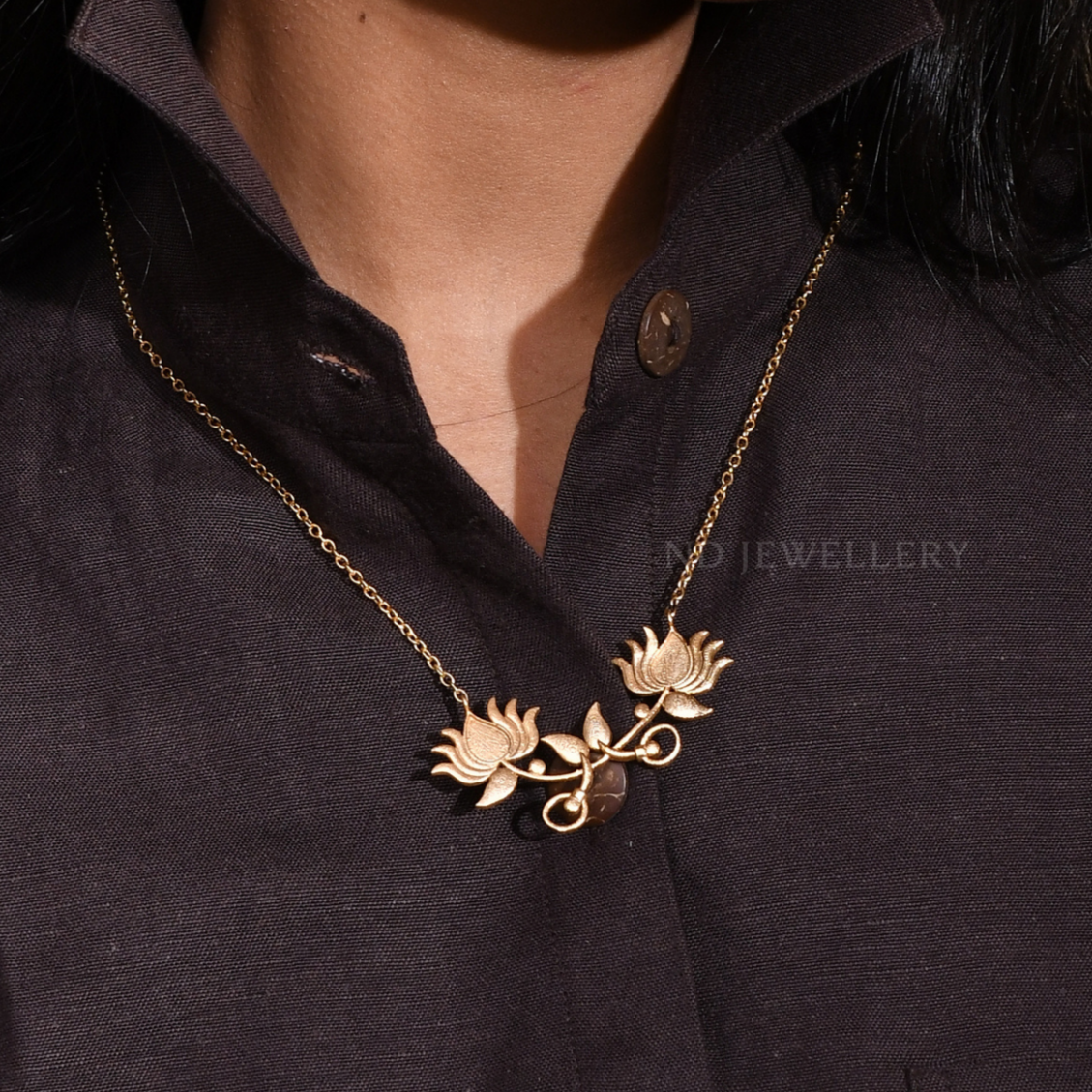 Golden Lotus Necklace Set