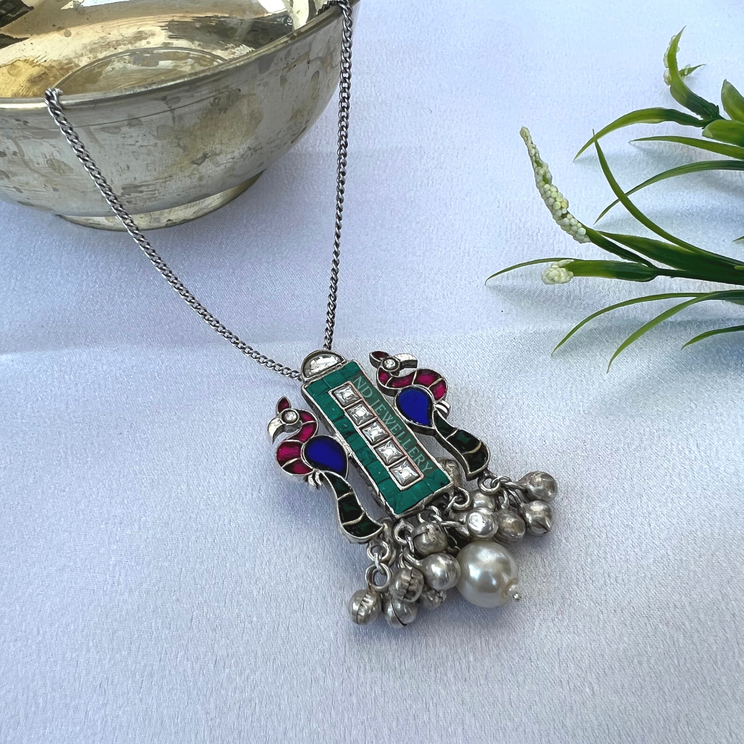 Peacocks in the window Pendant