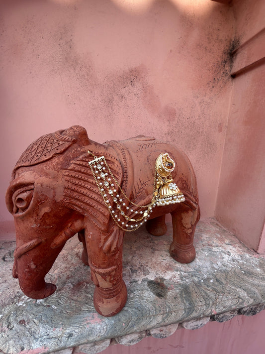 Mayura Tana Earrings with Chain – A Regal Statement of Grace