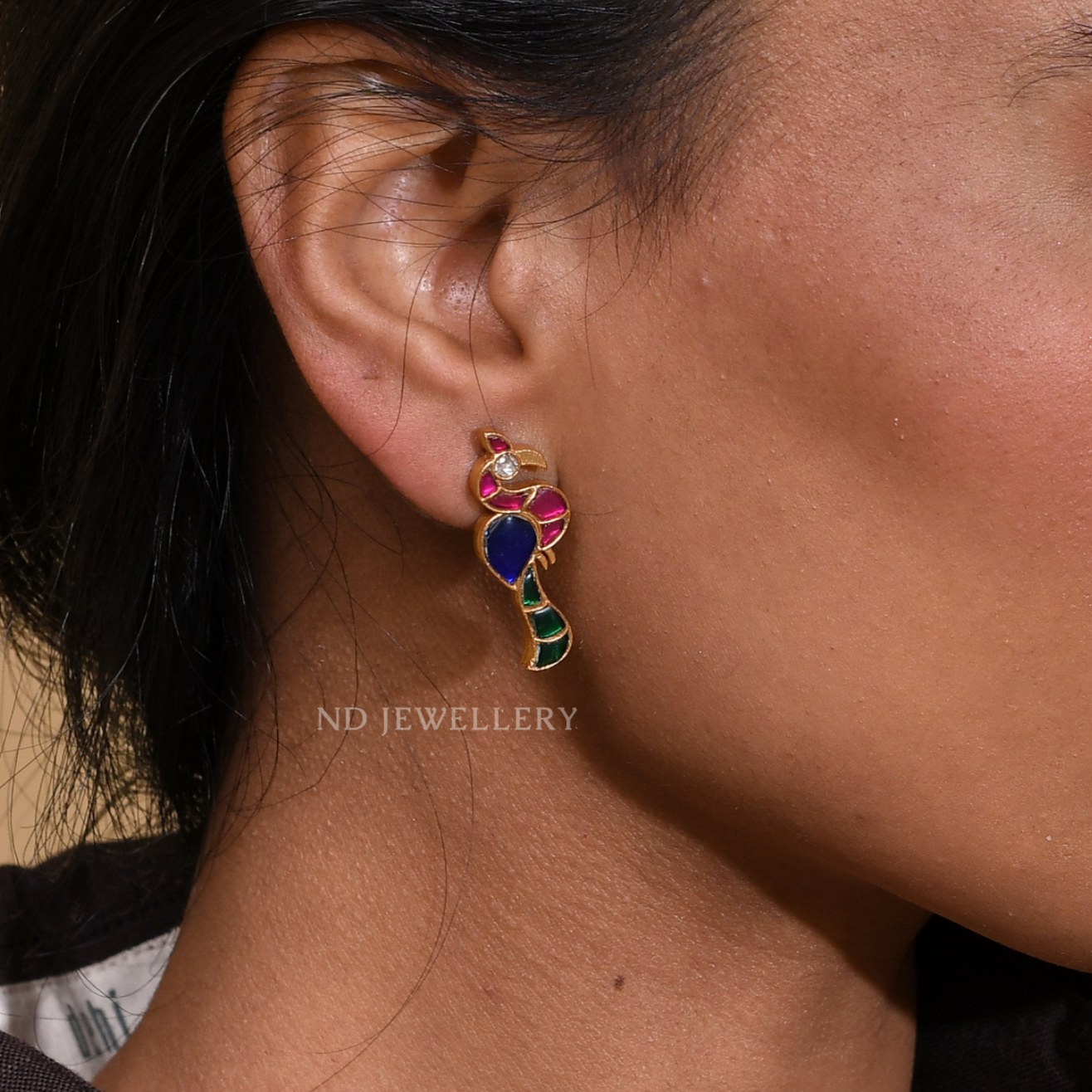 Peacock Solo Kundan Studs