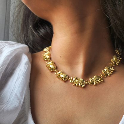 Golden Elephant Chain Necklace Set