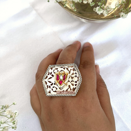 Tribal Kavach Silver Ring